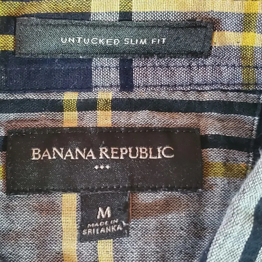 Banana Republic Mens Shirt Size Medium M Untucked Slim Fit Long Sleeve Button Up